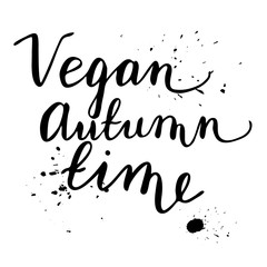 Vegan Autumn Time Hand drawn lettering card