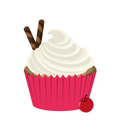 flat design decorated cupcake icon vector illustration