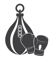 glove bag boxing sport training icon. black white and flat design. Vector illustration