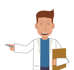 flat design doctor or medic with clipboard icon vector illustration