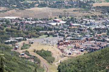 Fototapeta na wymiar Park City ski area base area and town of Park City in Utah