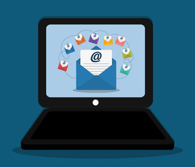 envelope laptop email marketing send icon. Colorful and flat design. Vector illustration