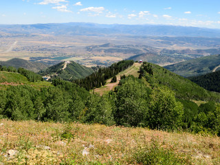 Summertime view from the top of the Canyons ski area in Park City, Utah