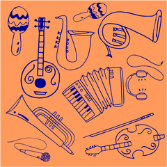 Doodle of music stock collection vector