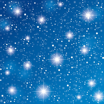 Night sky with stars on dark blue background. Christmas blue stars background.