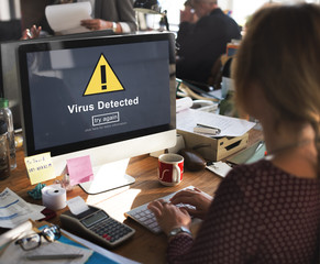 Virus Detected Alert Hacking Piracy Risk Shield Concept