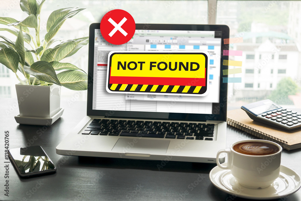 Poster 404 computer not found 404 error failure warning problem