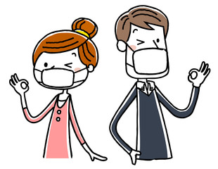 マスクをする夫婦
