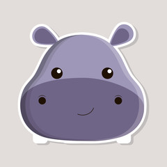 hippo animal cute little cartoon icon. Colorful and flat design. Vector illustration