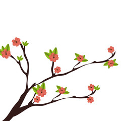 branch flower nature decoration leaves ornate spring tree vector illustration isolated