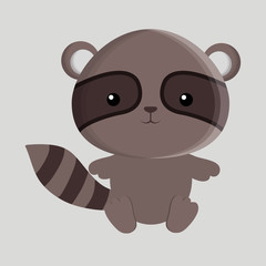 raccoon animal cute little cartoon icon. Colorful and flat design. Vector illustration