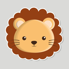 lion animal cute little cartoon icon. Colorful and flat design. Vector illustration