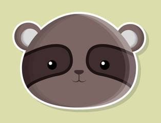 raccoon animal cute little cartoon icon. Colorful and flat design. Vector illustration