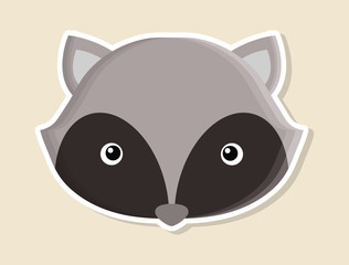 raccoon animal cute little cartoon icon. Colorful and flat design. Vector illustration
