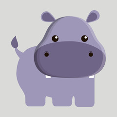 hippo animal cute little cartoon icon. Colorful and flat design. Vector illustration