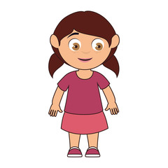 girl kid child happy cute hair smiling cartoon vector illustration isolated