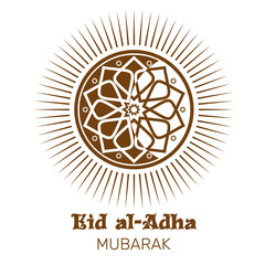 Eid al-Adha  - Festival of the Sacrifice. Eid al-Adha Mubarak. Islamic design. Vector illustration isolated on white background