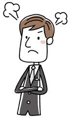 スーツを着た男性：怒る
