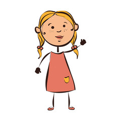 girl kid child happy cute hair smiling cartoon vector illustration isolated