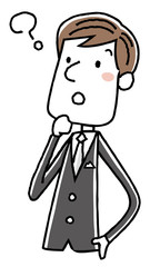 スーツを着た男性：疑問
