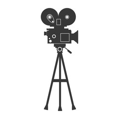 Obraz premium broadcast vintage camcorder cinema video retro film vector illustration isolated