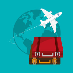 Obraz na płótnie Canvas baggage airplane time travel vacations trip icon. Colorful design. Vector illustration