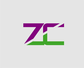 Alphabet Z and C letter logo. Vector illustration
