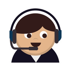 headset person call man operator reception assistant support communication service vector illustration isolated
