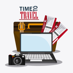 baggage camera laptop time travel vacation trip icon. Colorful design. Vector illustration