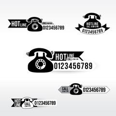 Hot line cell phone icon with number design for app or website. Vector illustration