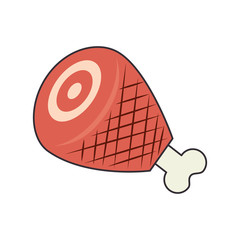 ham leg pork turkey food cook dinner vector illustration isolated