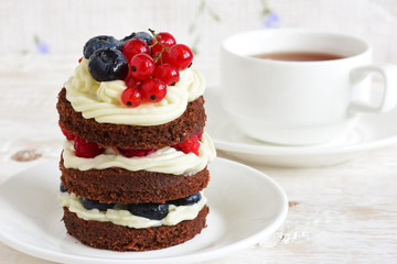 homemade cake with berries