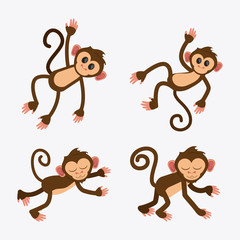 Fototapeta premium monkey cartoon animal ape icon set. Colorful design. Vector illustration