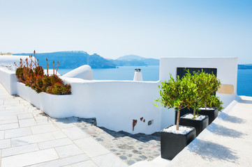 Naklejka na ściany i meble White architecture on Santorini island, Greece.