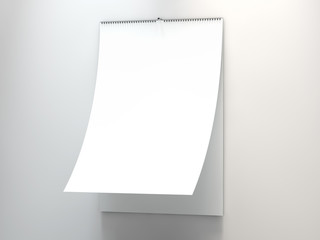 calendar on a grey wall. 3d rendering