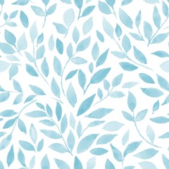 Bush. Watercolor branches and leaves. Seamless pattern 3