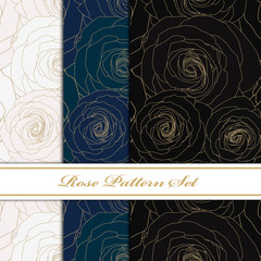 Seamless floral rose pattern. Set. Vector illustration.