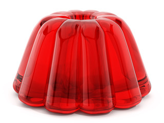 Red jelly isolated on white background. 3D illustration - obrazy, fototapety, plakaty