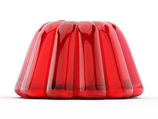 Red jelly isolated on white background. 3D illustration - obrazy, fototapety, plakaty