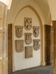 Photo sur Plexiglas Monument artistique Stone coats of arms the partner cities of Rzeszow, Poland