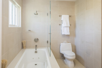 Naklejka na ściany i meble Modern bathroom with modern tiles.