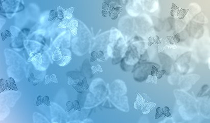 Background with butterflies bokeh effect
