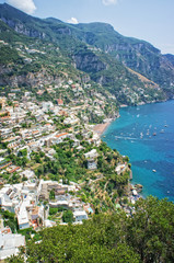 Fototapeta na wymiar Panorama of the Positano coast - Italy