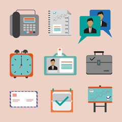 Fototapeta premium Business icons set, flat style. Digital vector image