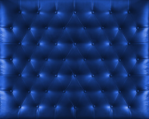 Close up blue retro chesterfield style, Black capitone textile background