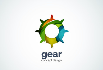 Gear logo template, hi-tech digital technology working and engineering concept