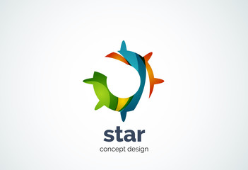 Sun logo template, shining star concept