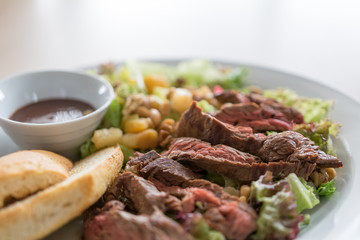 Fruit salad with beef