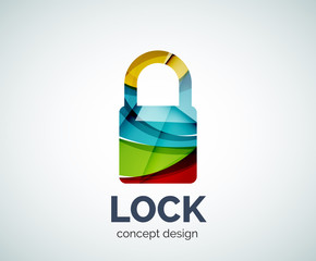 Lock logo business branding icon, created with color overlapping elements