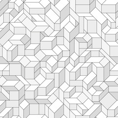 Seamless pattern with an abstract geometric shapes. Monochrome isometric structure. Endless texture for a background.
